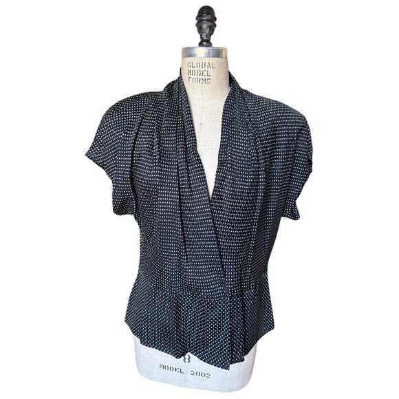 Vintage Anne Klein II Black & White Polka Dot 100% Silk Skirt Set Size Medium - Picture 3 of 9